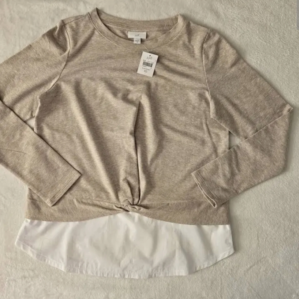 J. Jill Elegant Beige and White Layered Blouse Size 3X NWT